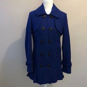 Worthington Royal Blue Pleated Pea Coat Small
